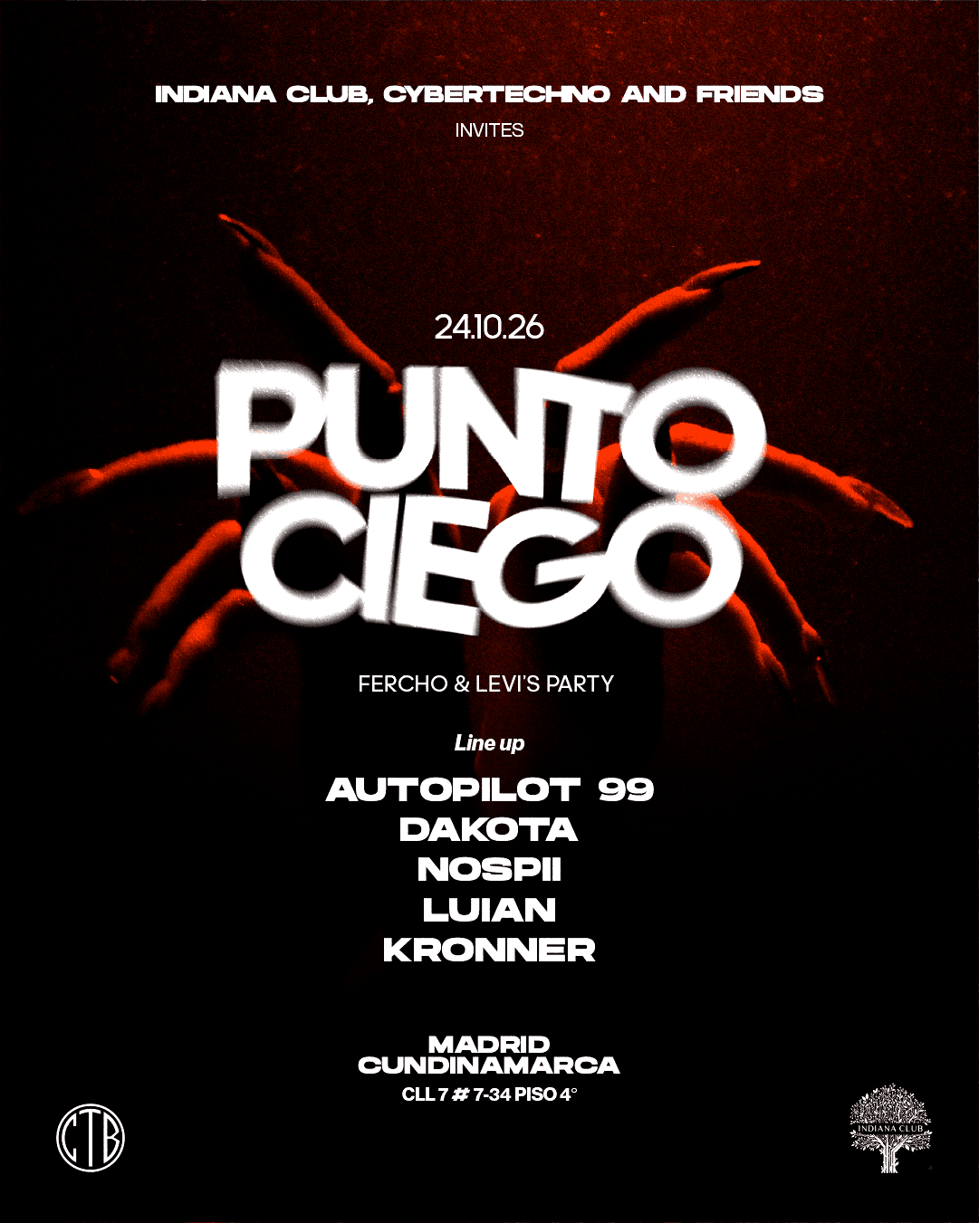 Flyer de Punto Ciego | Cybertechno & Friends