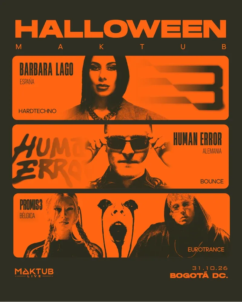 Flyer de Raveloween: Maktub presenta: Barbara Lago - Human Error - Promis3
