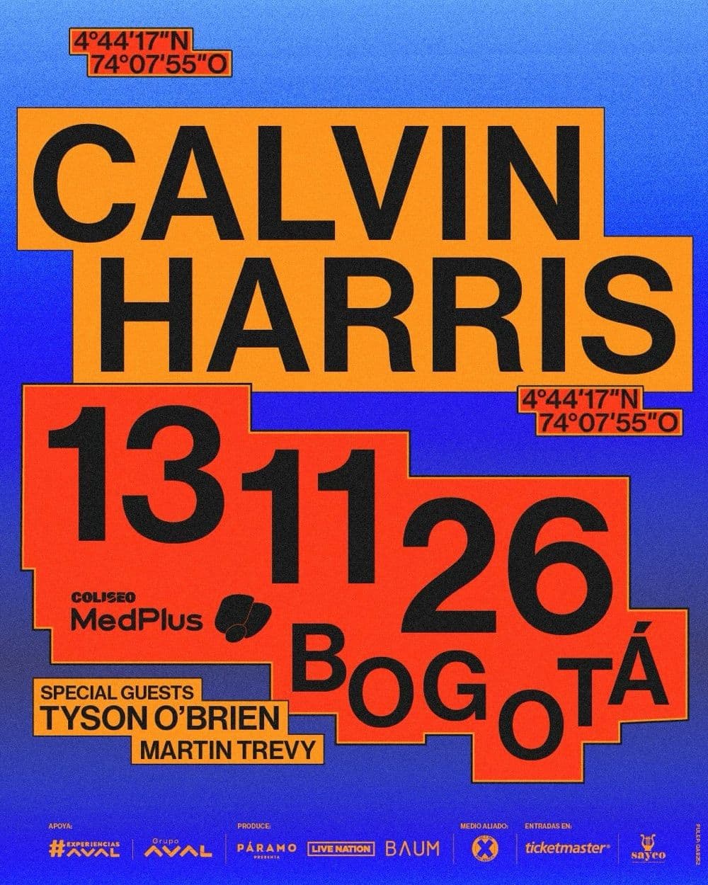 Flyer de Calvin Harris en Bogotá