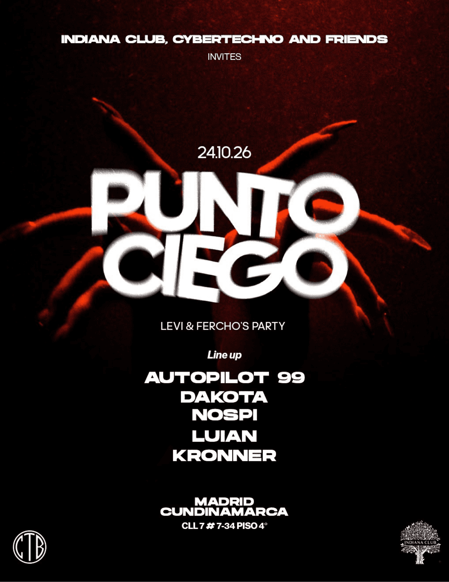 Flyer de Punto Ciego | Cybertechno & Friends