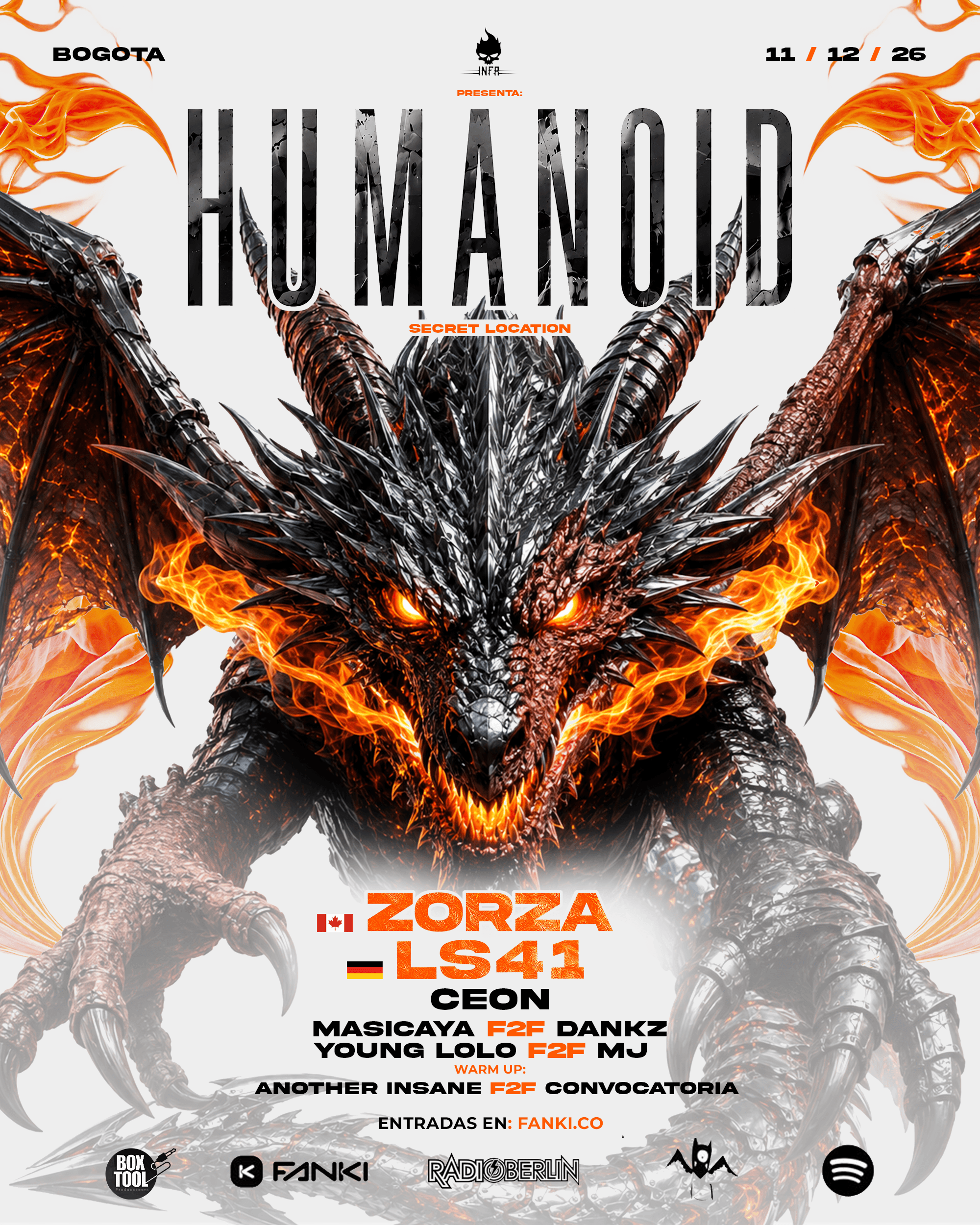 Flyer de Humanoid x Inferno Records