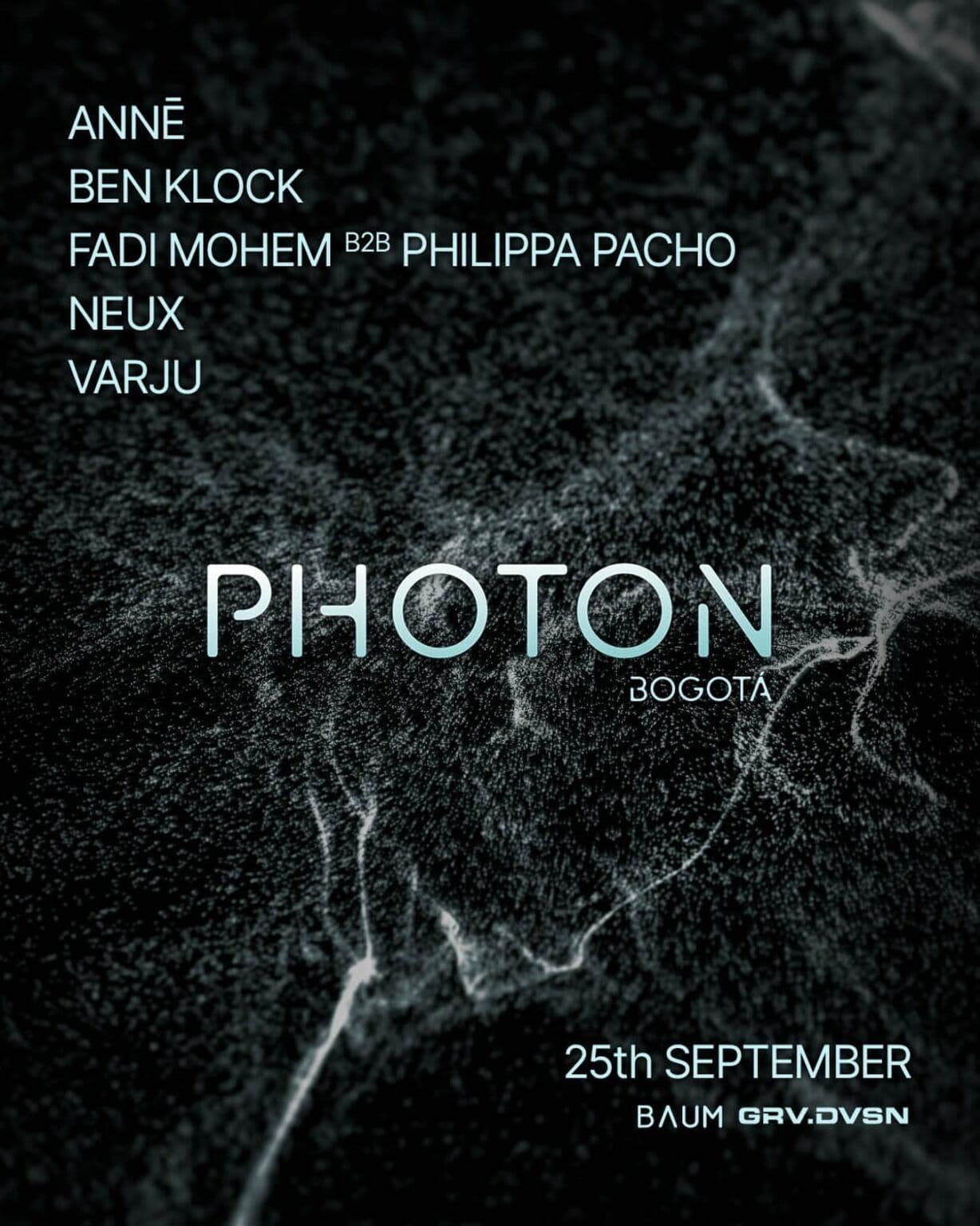 Flyer de Photon Bogotá x GRV DVSN x BAUM